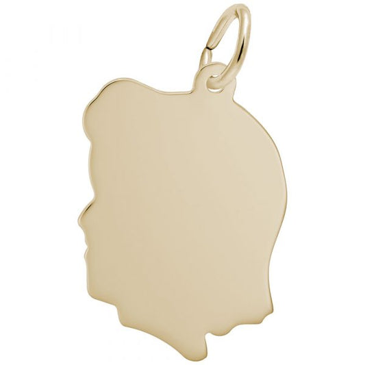 14K Yellow Gold Girls Head Charm