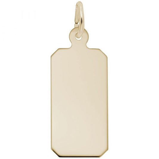 14K Yellow Gold Dog Tag Charm