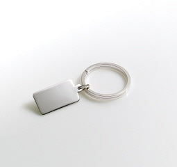 Sterling Silver ring key ring with rectangular tag