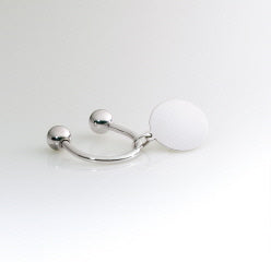 Sterling Silver screwball key ring with round tag